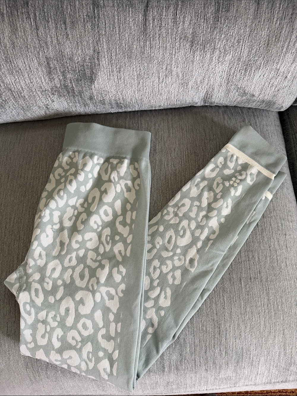 Sweaty Betty Sage Green Leopard-Print Leggings
